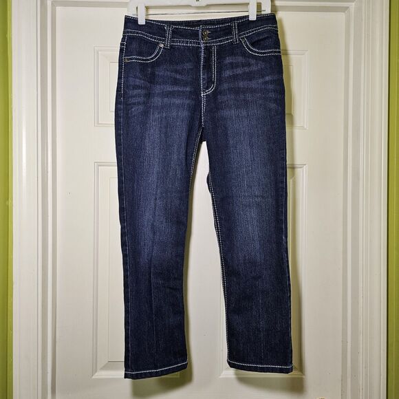 Nine West Date Night Fit Mid Rise Dark Wash Annette Capri Jeans Size 28 / 6 - Picture 1 of 11